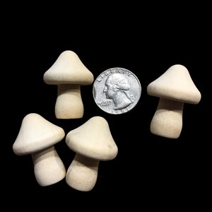 Set of 4 mini Wood Mushrooms Use for Miniature scenes, fairy garden, dough bowl, tier tray, dollhouse, wreath