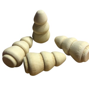 Set of 4 mini Wood Christmas Trees. Use for Miniature scenes, ornaments, dough bowl, tier tray, dollhouse, wreath