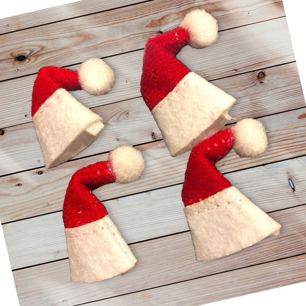 Set of 4 mini Santa hats. Must have holiday craft item. 2” tall