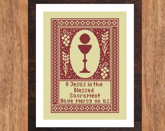 Blessed Sacrament Cross Stitch Chart: Communion Embroidery (PDF Pattern, Digital Download)