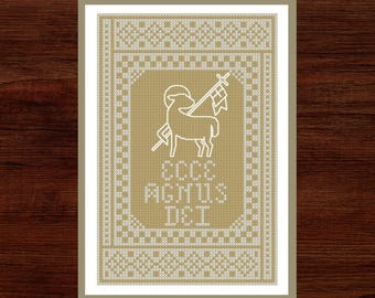 Agnus Dei Cross Stitch Chart: Catholic Lamb of God Embroidery (PDF Pattern, Digital Download