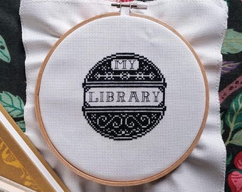 My Library Cross Stitch Pattern: Book Lover Gift (Digital Download)