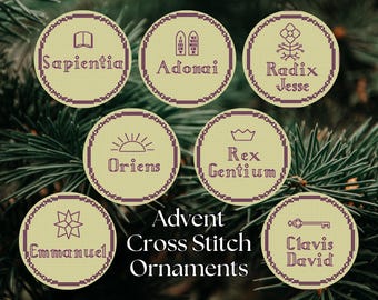 O Antiphon Advent Ornaments: Cross Stitch PDF Chart (EmnEllie)