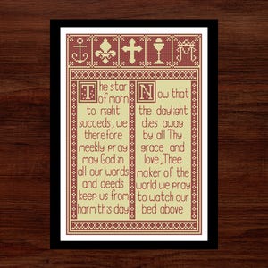 Catholic Morning & Evening Prayers Cross Stitch Pattern: Virgin Mary Embroidery (Digital Download
