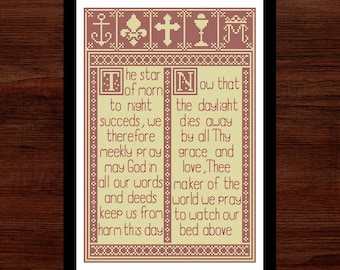 Catholic Morning & Evening Prayers Cross Stitch Pattern: Virgin Mary Embroidery (Digital Download