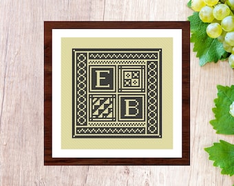Classic Monogram Cross Stitch Chart: Personalized Embroidery (PDF Pattern)
