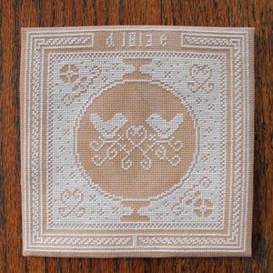 Mini Lovebirds and Morning Glories Cross Stitch Sampler, Wedding Cross Stitch, Anniversary Gift, PDF Chart, Digital Download, Wedding Gift