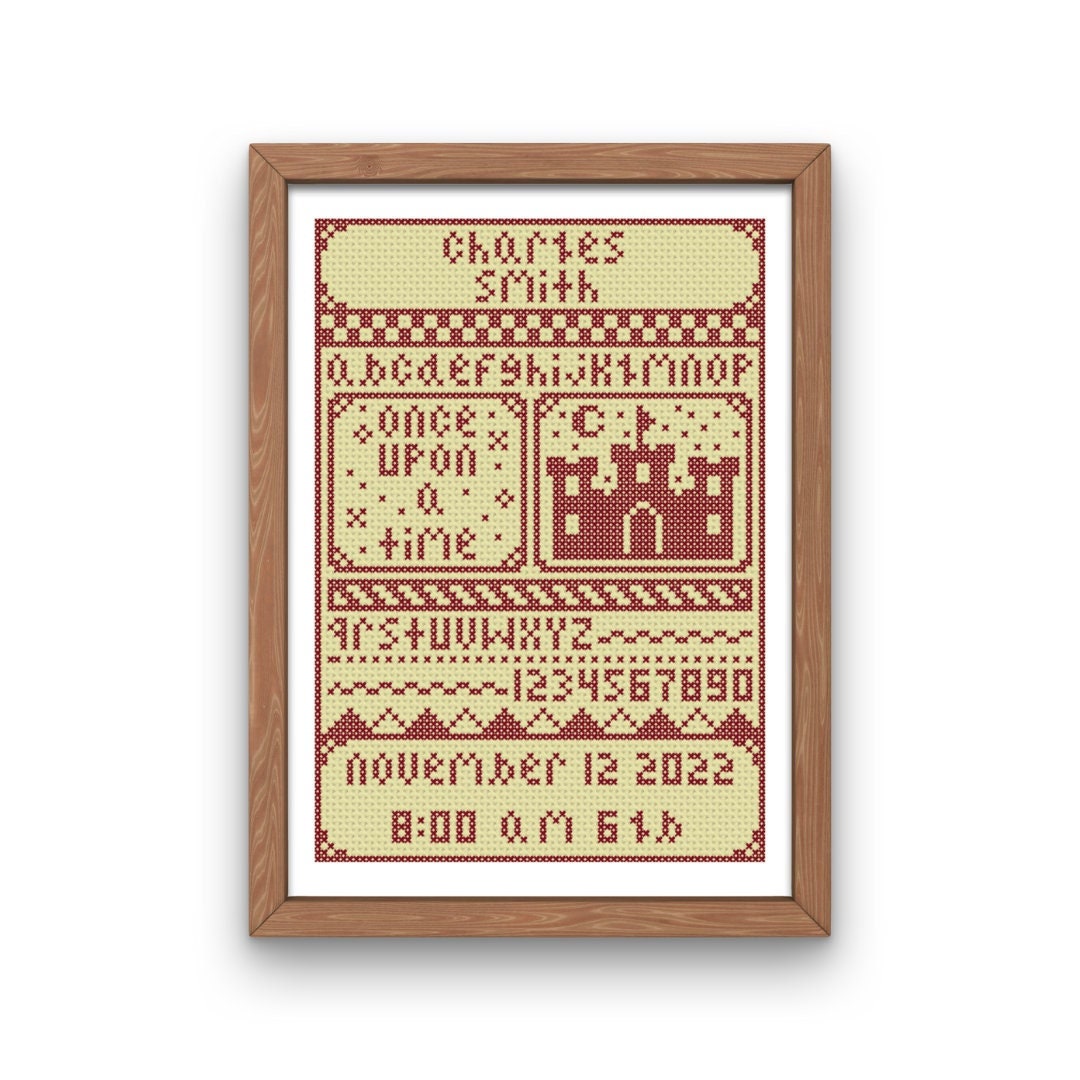 Fairy Tale Birth Sampler, Cross Stitch, PDF Chart, Digital Download