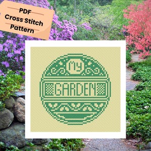 My Garden cross stitch pattern, flower cross stitch pattern, garden cross stitch pattern, PDF Chart, digital download, garden craft
