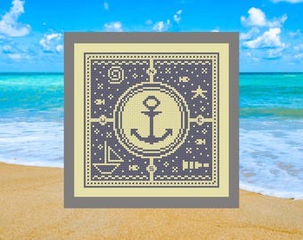 Beach Anchor Cross Stitch Pattern: Nautical Summer Craft (PDF Pattern)