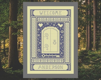 Storybook Welcome Cross Stitch Chart: Personalized Embroidery (Digital Download)