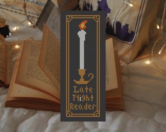 Candle Bookmark Cross Stitch Pattern: Late Night Reader (PDF Pattern)
