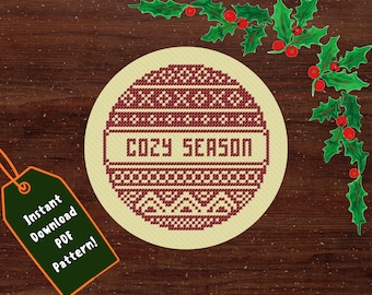 Cozy Season Cross Stitch Chart: Christmas Design (PDF Download)