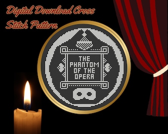 The Phantom of the Opera Cross Stitch Pattern: Book Lover Gift (Digital Download)
