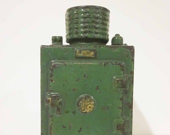 Hubley Cast Iron  General Electric Small Size Coil Top Refrigerator Bank in Green 1930s