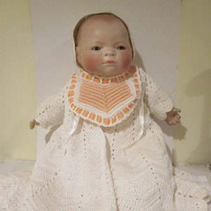 Vintage Bye-Lo Grace Putnam 14-1/2&quot; tall Baby Doll with Bisque Head and Frog Cloth Body 1920s