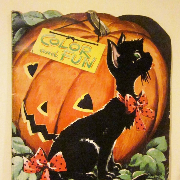 Floqué Whitman Halloween amusant et livre de coloriage non utilisé 1953