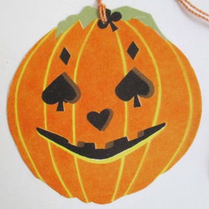 Vintage Halloween PF Volland Bridge Tally Jackolantern niet gebruikt jaren 1920 HTF