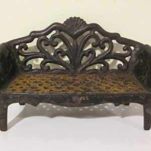 Original Antique J&E Stevens Cast Iron Loveseat Sofa Dollhouse Furniture Late 1800s