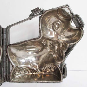 Vintage Easter Duck Chocolate Mold: Smiling Face, Steel & Tin, 1930s