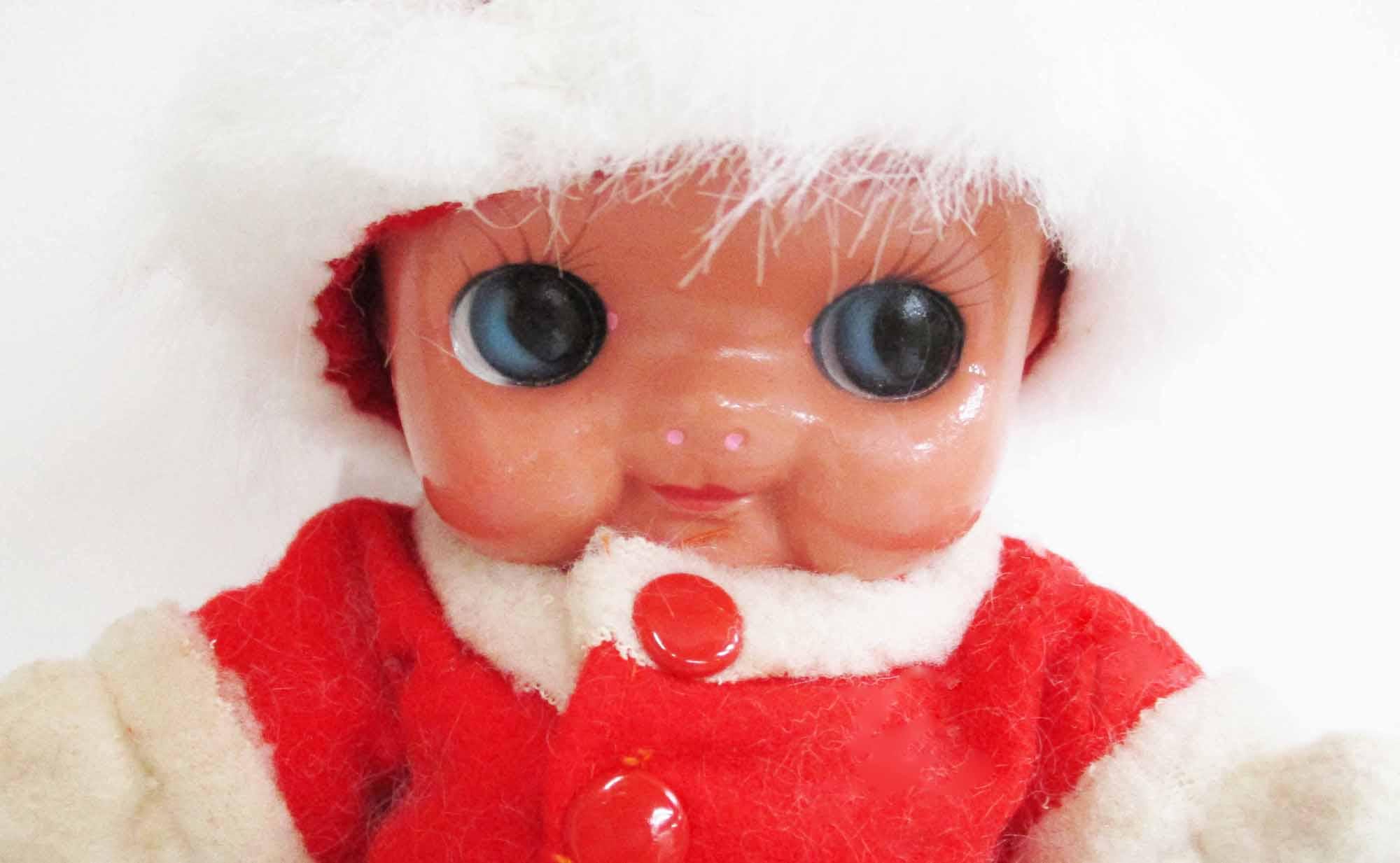 ヴィンテージ クリスマス セルロイド キューピー人形 サンタクロース姿