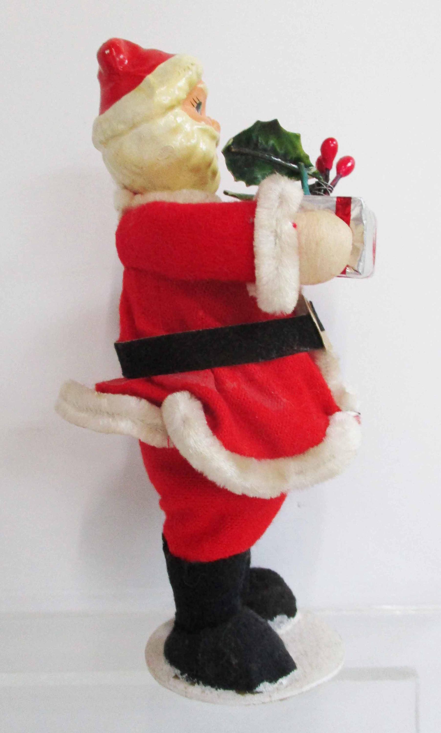 ヴィンテージクリスマスサンタの置物：ギフトを抱えた頭部のコン