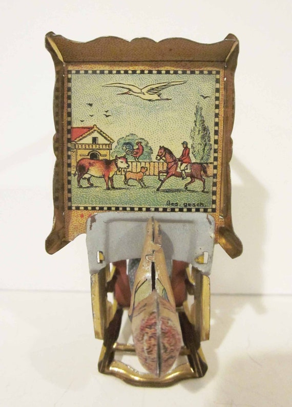 Meier Tin Litho Convertible High Chair and Walker Penny Toy 1920s