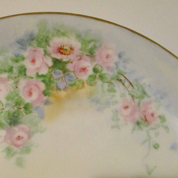 Lovely Porcelain P.L. Limoges France Two Handled Serving Tray Sandwich Server 1920s