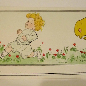 Early Halloween Placecard Decoration Child Runs from JOL Illustrated by C. B. Thurston 1920s Not Used