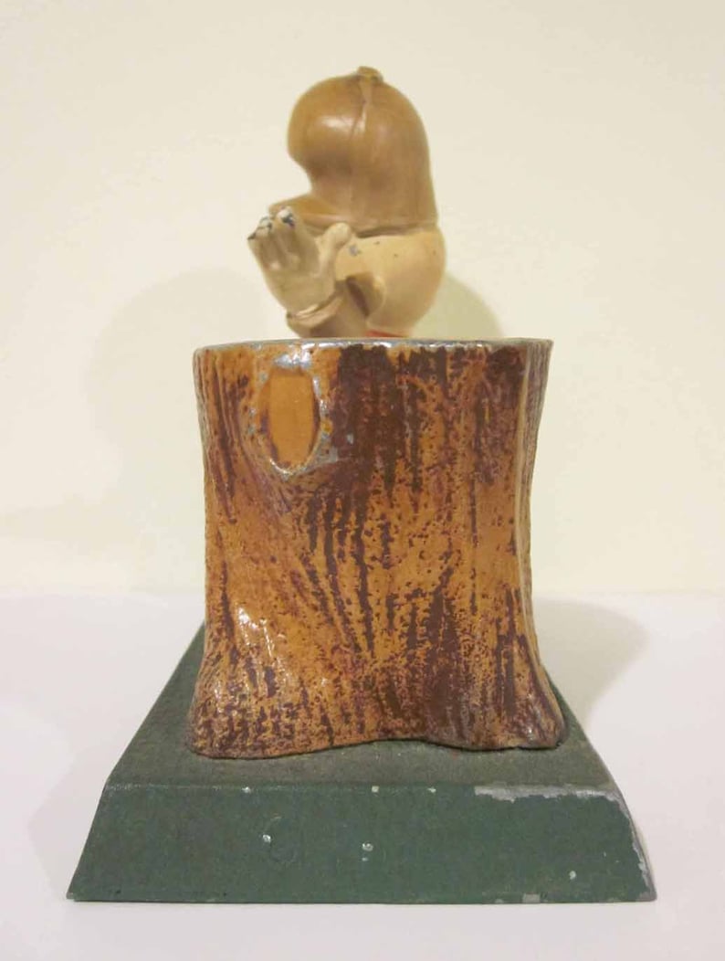 Vintage Cast Metal Elmer Fudd Tree Trunk Pencil Holder 1940s