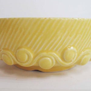 Vintage McCoy Shallow Flower Yellow Bulb Bowl Planter Curls and Waves 7&quot; diameter Made in U.S.A. 1940s