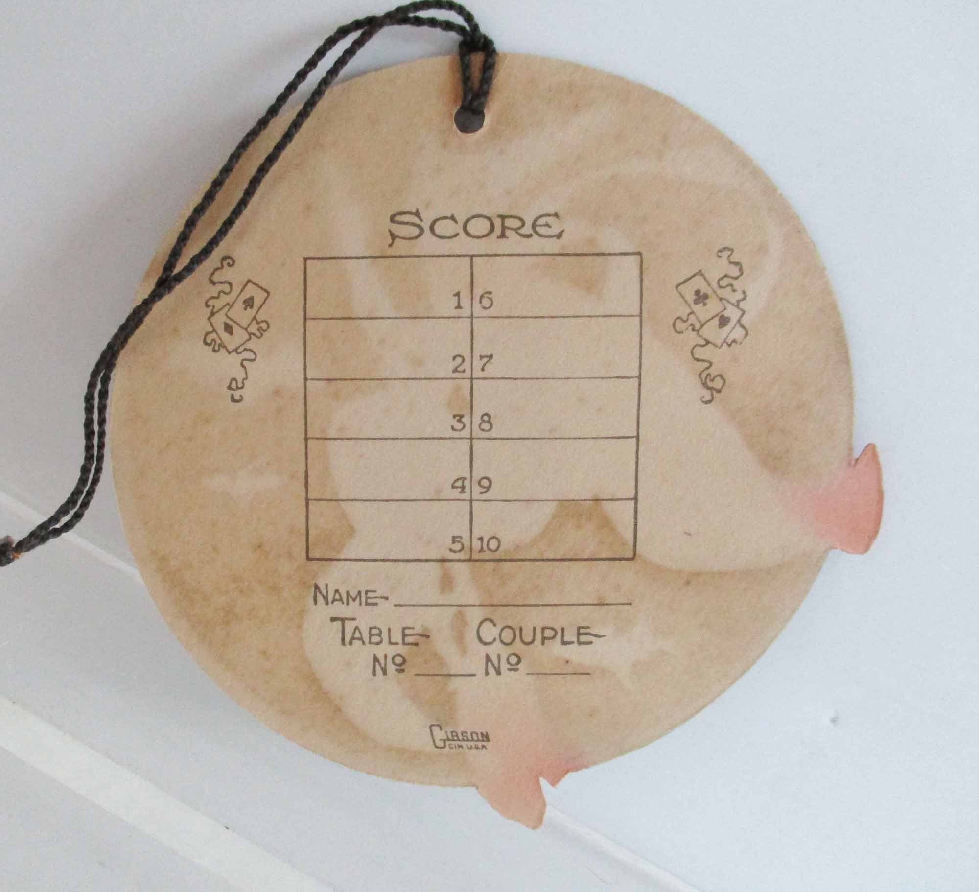 Vintage 1930s Halloween Bridge Tally: Gibson Witch Flying on Gold Moon ...