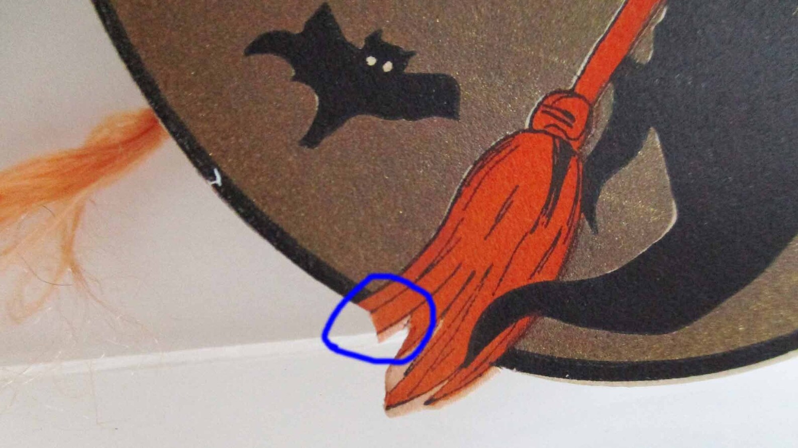 Vintage 1930s Halloween Bridge Tally: Gibson Witch Flying on Gold Moon ...