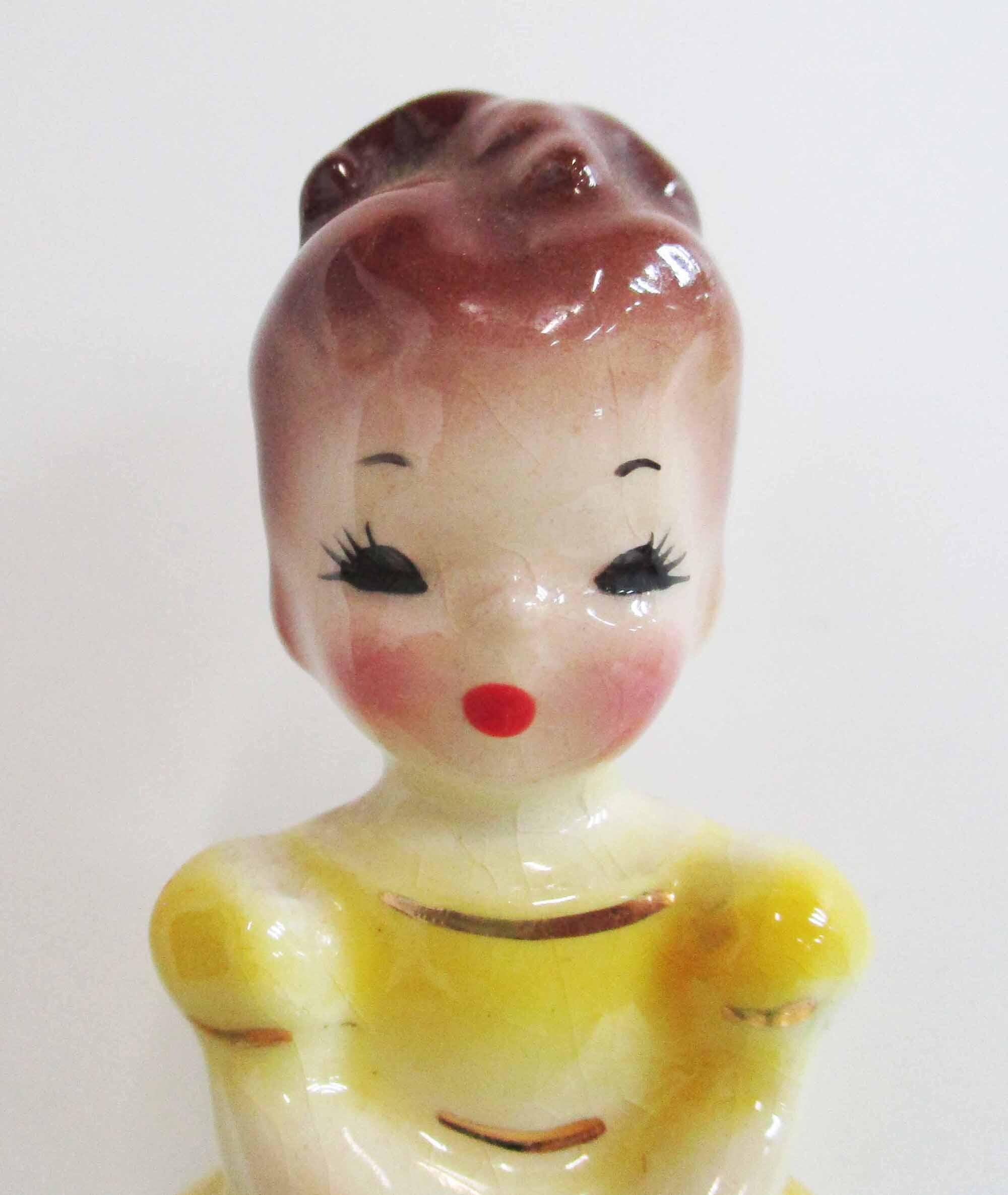 Vintage Japan Ceramic Josef Originals Southern Belle in Yellow