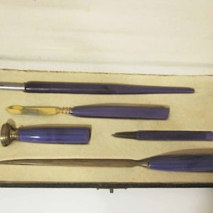 Plastic Handled Writing Set in Original Box with Five Pieces Made in Germany 1930s