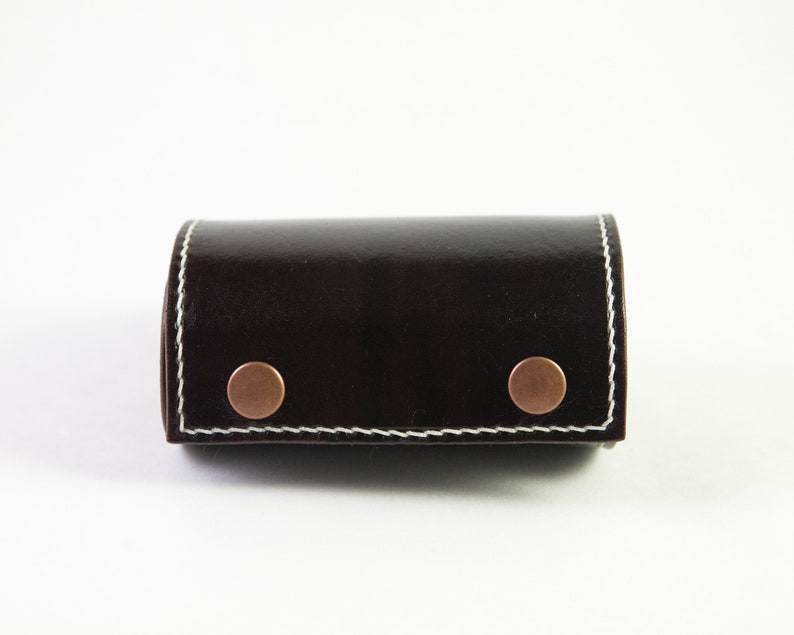 Wrist Wallet Leather Wrist Wallet, Cuff Wallet Leather Handstitched Leather Wallet, Leather Cuff Wallet Handmade, Dark Brown w/ White Thread image 5