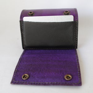 Pols portemonnee lederen pols portemonnee, lederen manchet portemonnee, lederen manchet armband, pols portemonnee voor vrouwen, mannen portemonnee, paarse en bruine draad