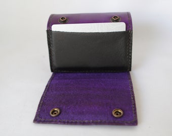 Wrist Wallet Leather Wrist Wallet, Leather Cuff Wallet, Leather Cuff Bracelet, Wrist Wallet for Women, Men's Wallet, Purple and Brown Thread