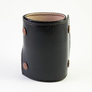 Billetera de muñeca Billetera de muñeca de cuero, Billetera de puño de cuero, Pulsera de brazalete de cuero, Billetera de muñeca para mujeres, Billetera de hombre, Negro con hilo marrón