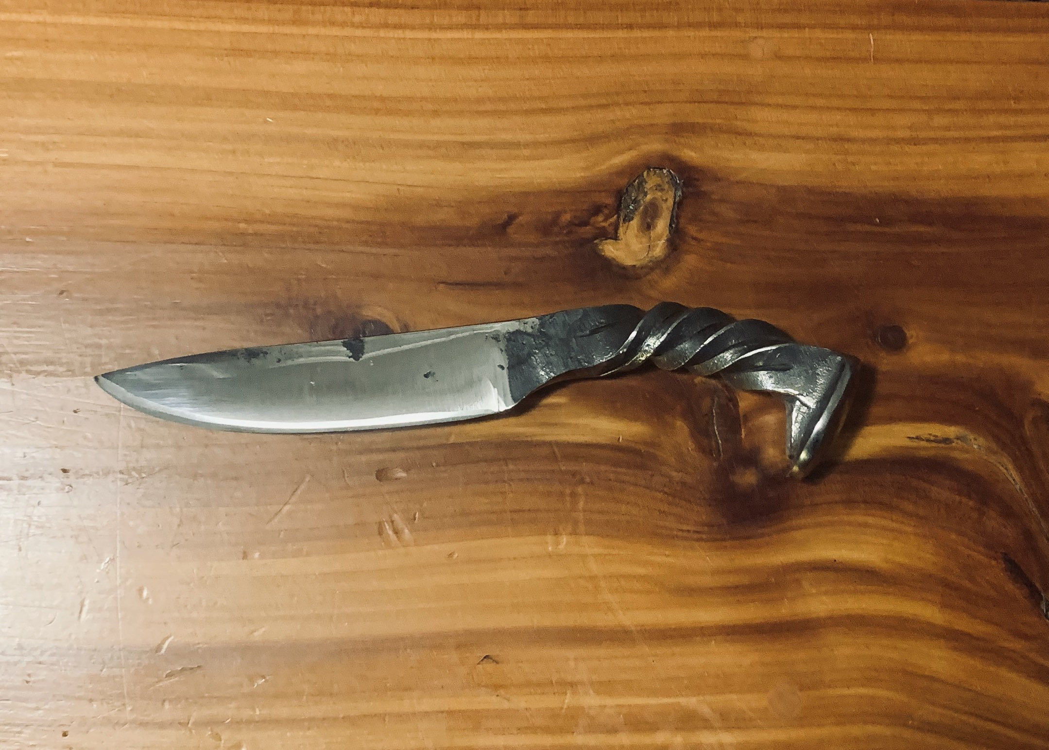 Railroad Spike Knife Chiseled Twist Handle Hand Rustic Etsy