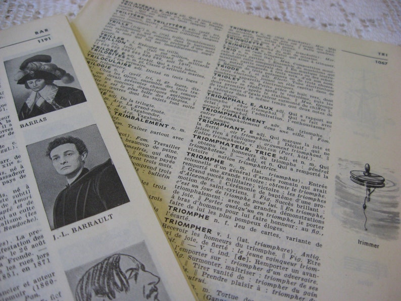 May include: A black and white image of a dictionary page with the word "Triumph" highlighted. The page also includes definitions for the words "Triumphal", "Triumphant", "Triumphateur", "Triomphe", and "Triompher".