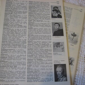 May include: A black and white book with a dictionary-style layout. The book features black and white portraits of people and text in French. The text includes the words "BARBA" and "BARBIER".