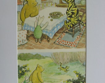 Winnie the Pooh,Tigger and Piglet,Vintage Book Page,8 x 10, White Mat, Matted Book Page,Nursery Decor,Baby Gift