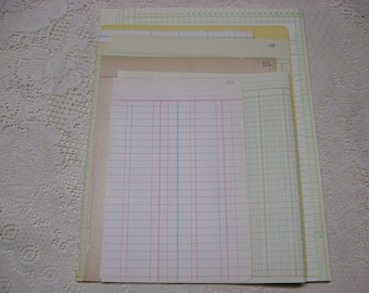 Ephemera Pack Ledger Paper,Vintage Paper,16 Sheets,Junk Journal,Scrapbook Paper,Writing Paper,Full Size Papers