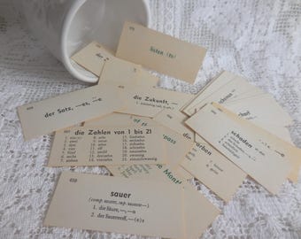 German flash cards,German word cards,vintage flash cards,German to English,vocabulary cards