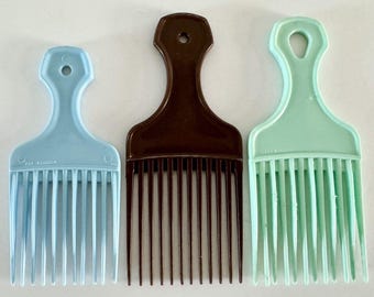 Vintage Hair Lift Comb Plastic Pick LOT~Blue Green Brown~USA Superior 4345608