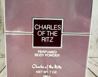 NOS Vintage Charles of the Ritz Perfumed Body Powder 7 oz with Puff and Box