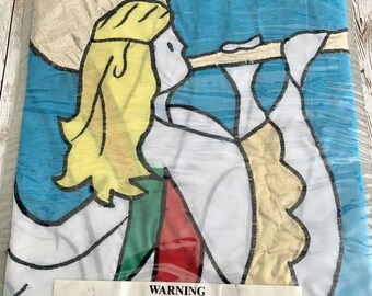 NIP Vintage Nylon Applique Embroidered 28"x40"Christmas Angel Flag NOS 1994
