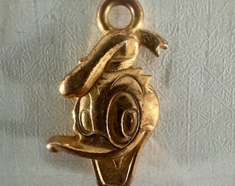 Vintage 1940s Donald Duck Charm Pendant Gold Tone Disney Character Jewelry