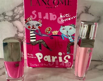 Lancome Bon Bon Strawberry Color Fever Lip Gloss & Nail Polish Set Lollipop